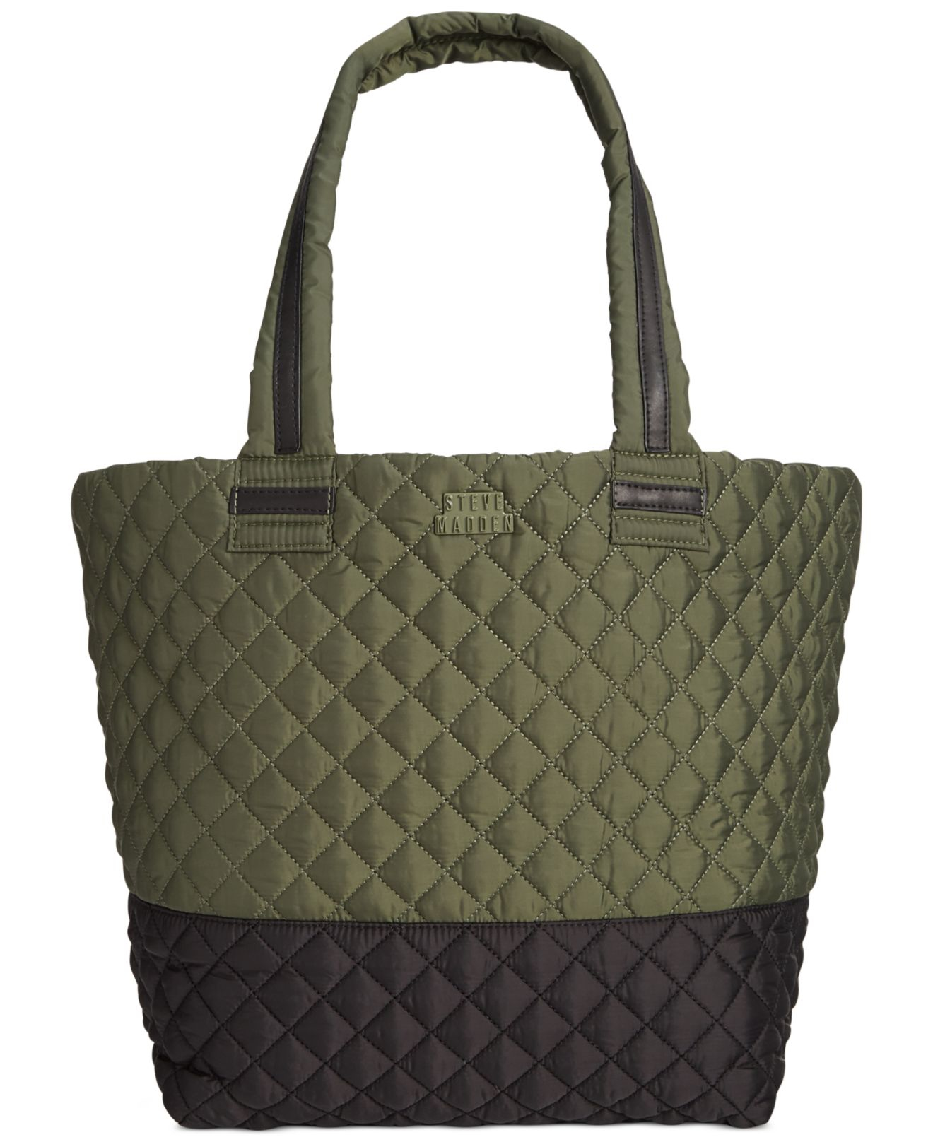 steve madden black quilted tote bag