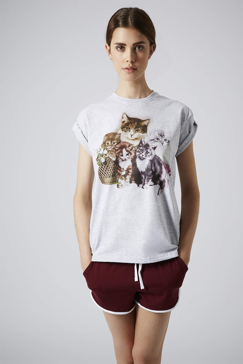 Lyst Vintage Kitten Print Tee By Tee and Cake in Gray