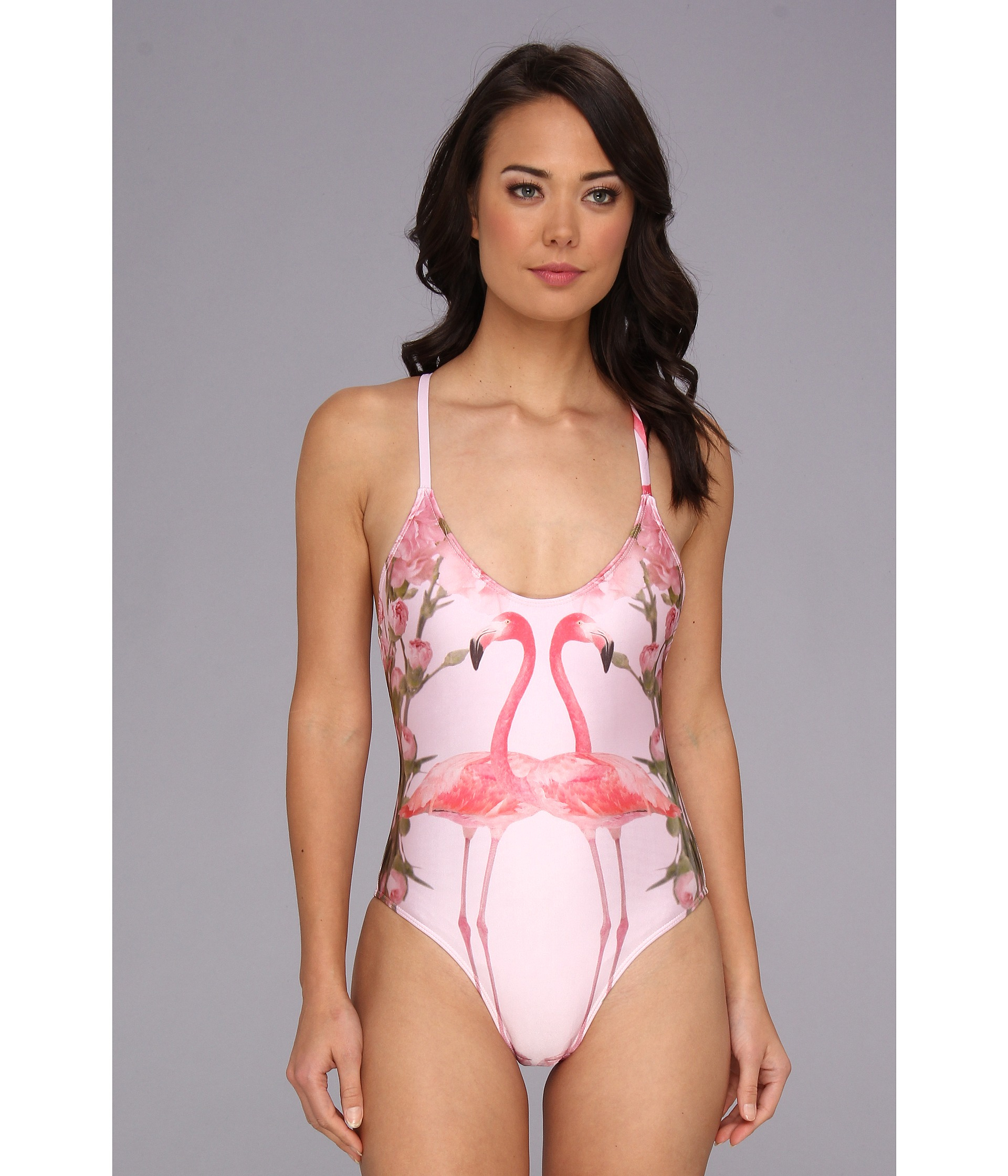 flamingo one piece bathing suit
