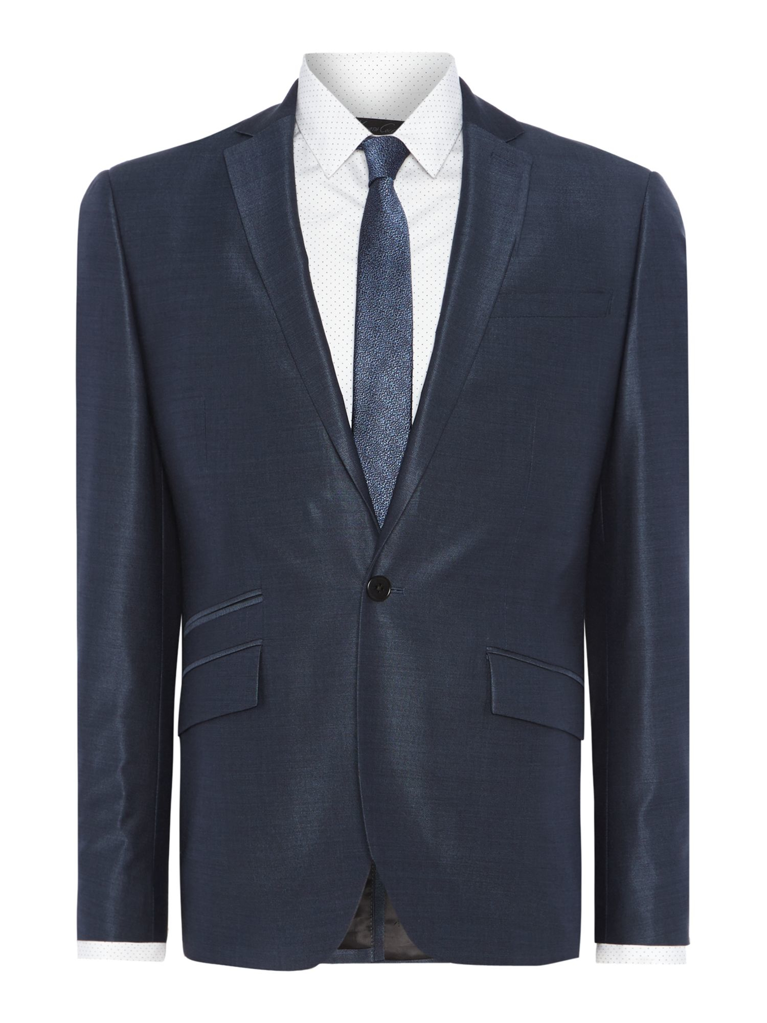 cole Pinsent Tonic Silk Suit Jacket With Jet Pockets in Blue