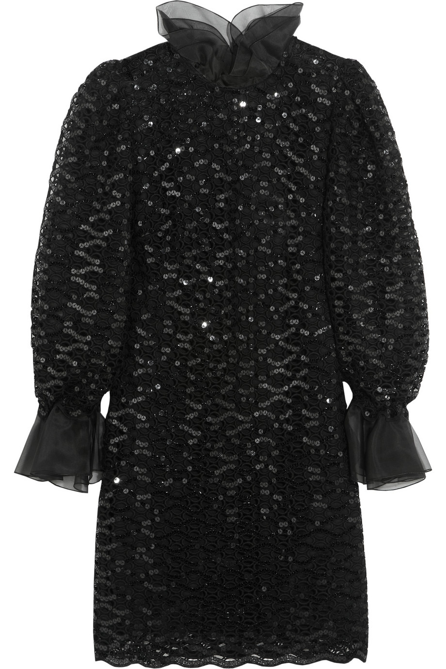 Lyst - Dolce & Gabbana Sequined Macramé Lace Mini Dress in Black
