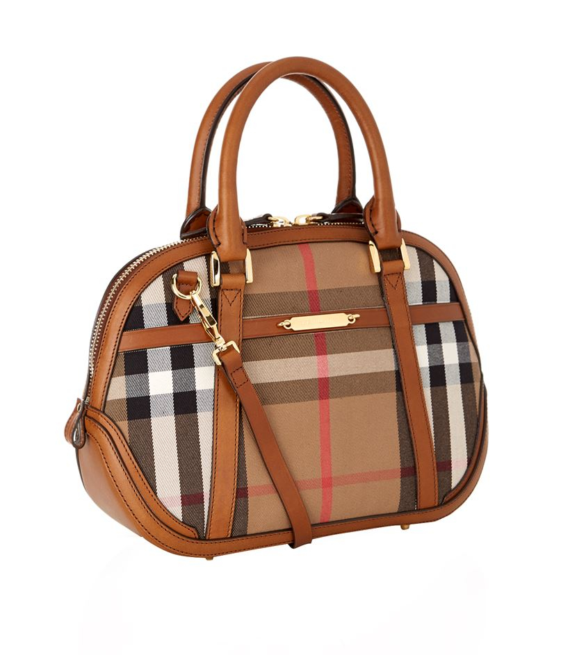Burberry Small Orchard House Check Bowling Bag In Brown Lyst Gallery
