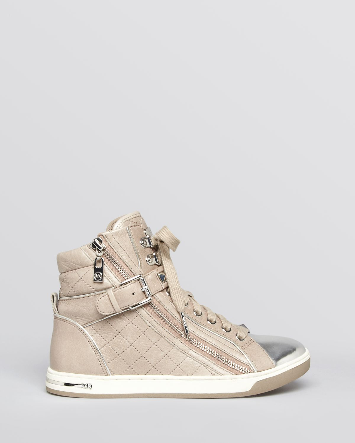 MICHAEL Michael Kors Lace Up High Top Sneakers Glam Studded in Gray Lyst