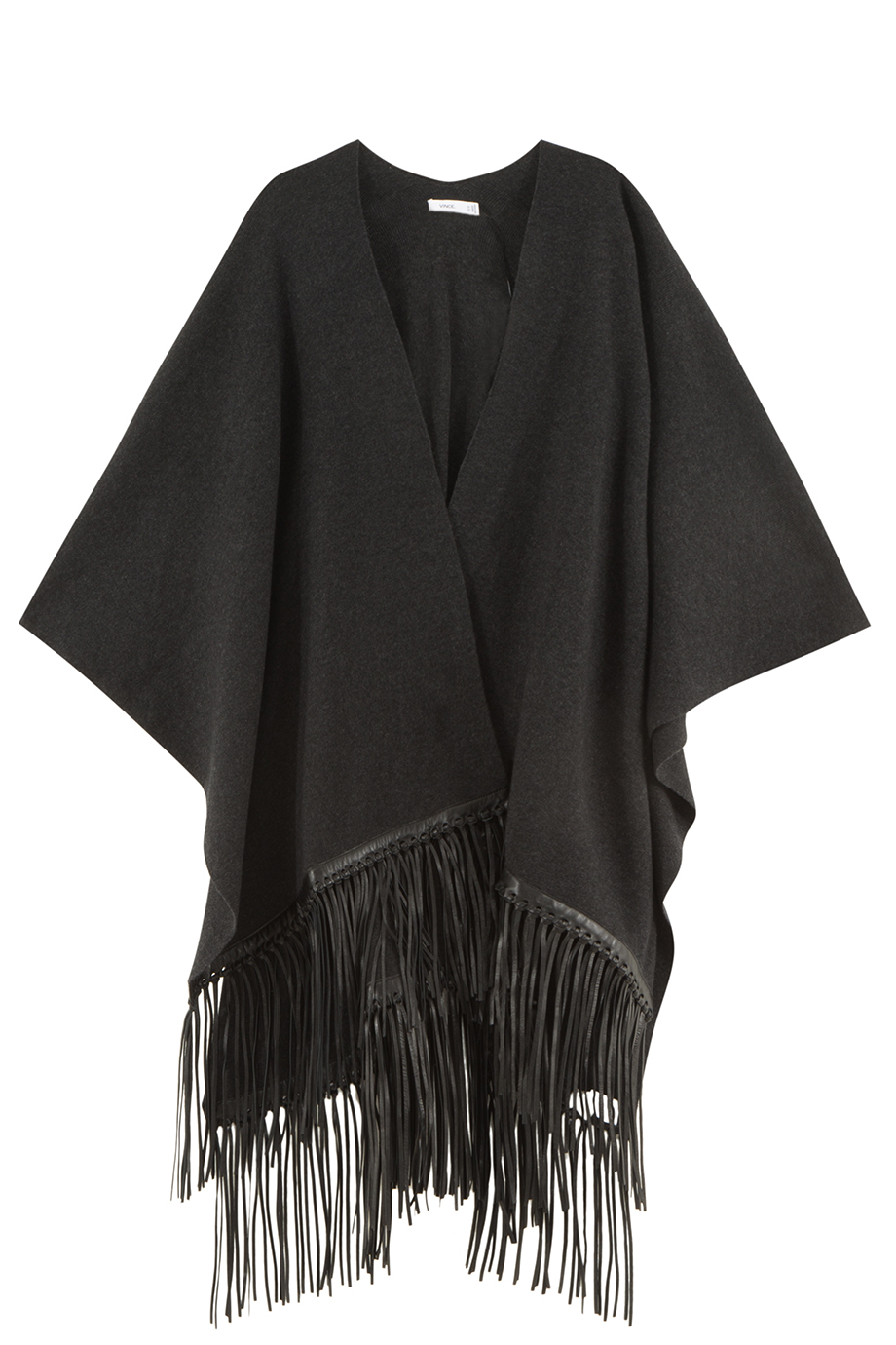 Lyst - Vince Fringed Leather Poncho in Gray