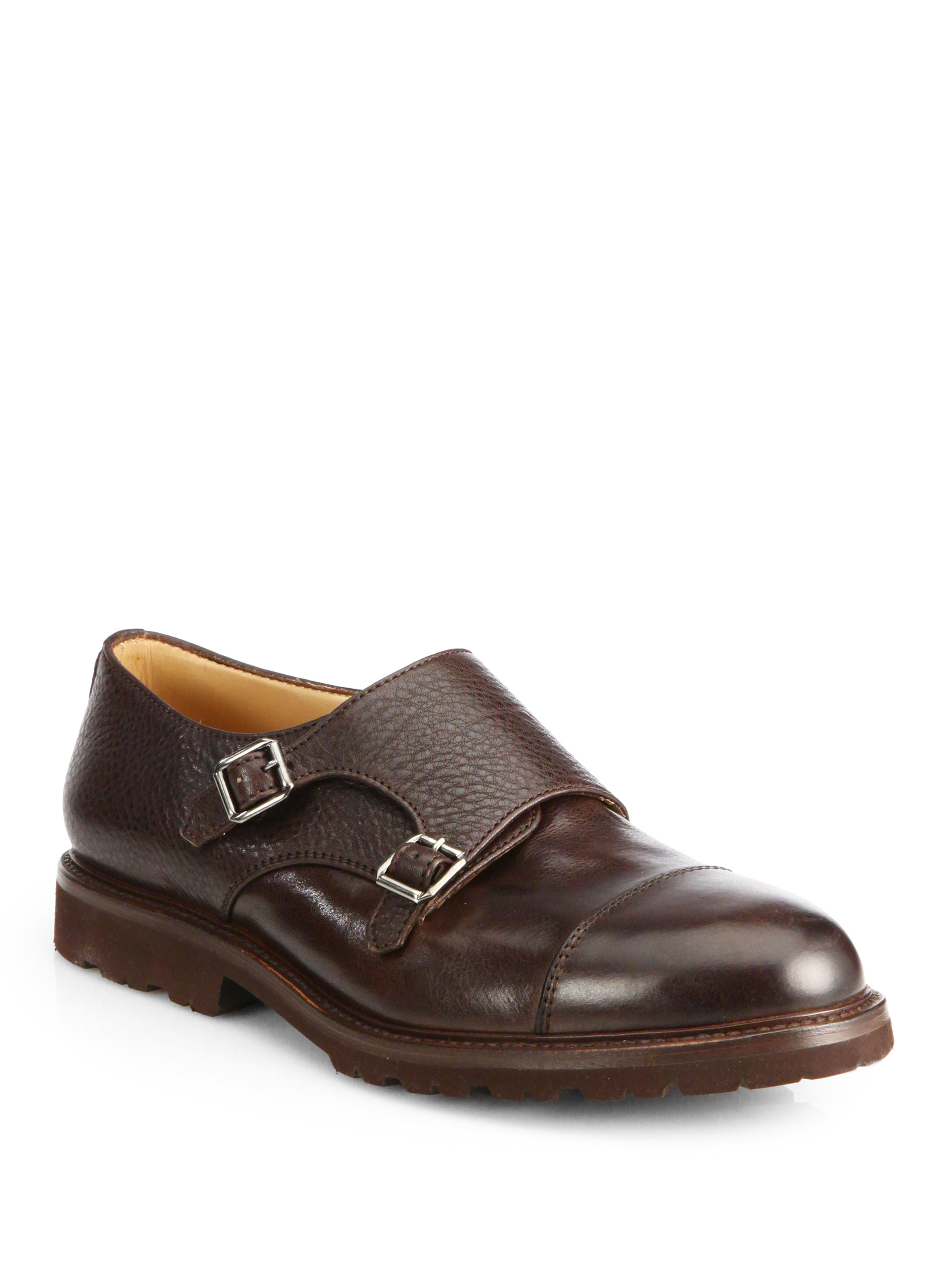Brunello Cucinelli Leather Double Monk Strap Shoes in Brown for Men ...