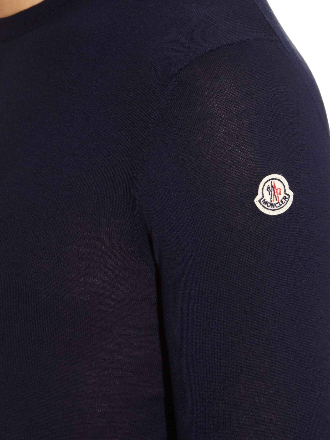 Moncler Long-sleeved Cotton Knit Sweater in Navy (Blue) for Men - Lyst