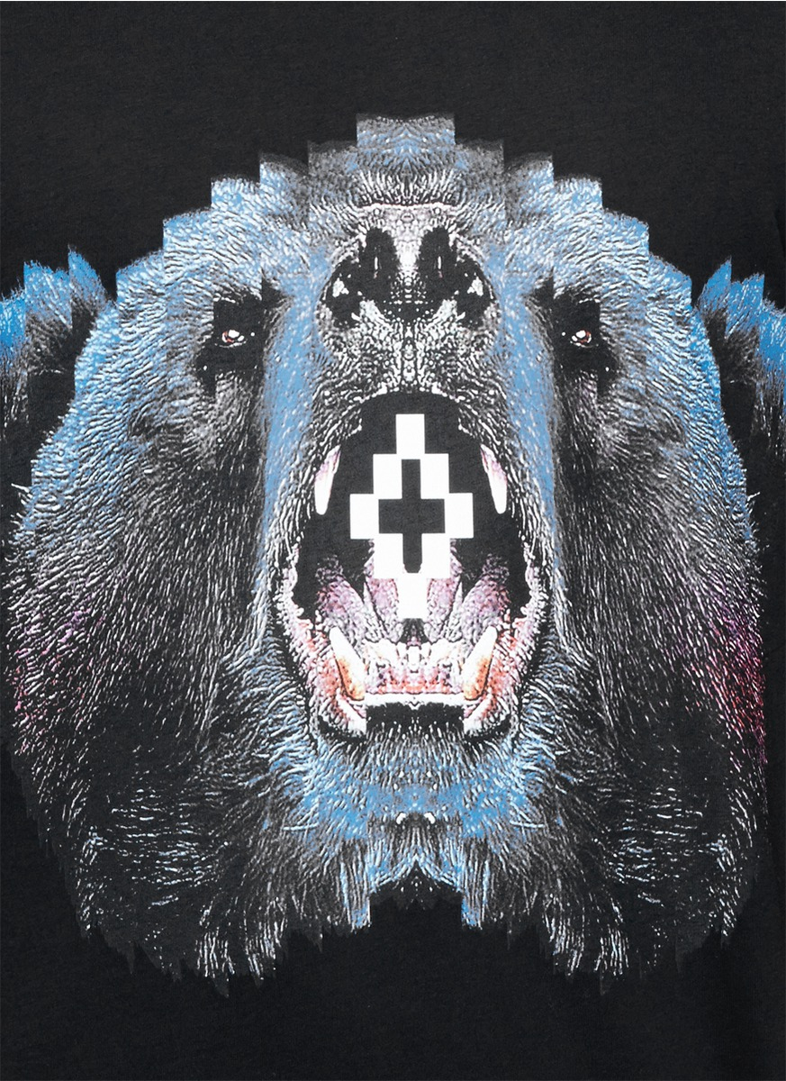 Marcelo Burlon Cotton Matteo Pixelated Bear Head Print T Shirt In Black For Men Lyst