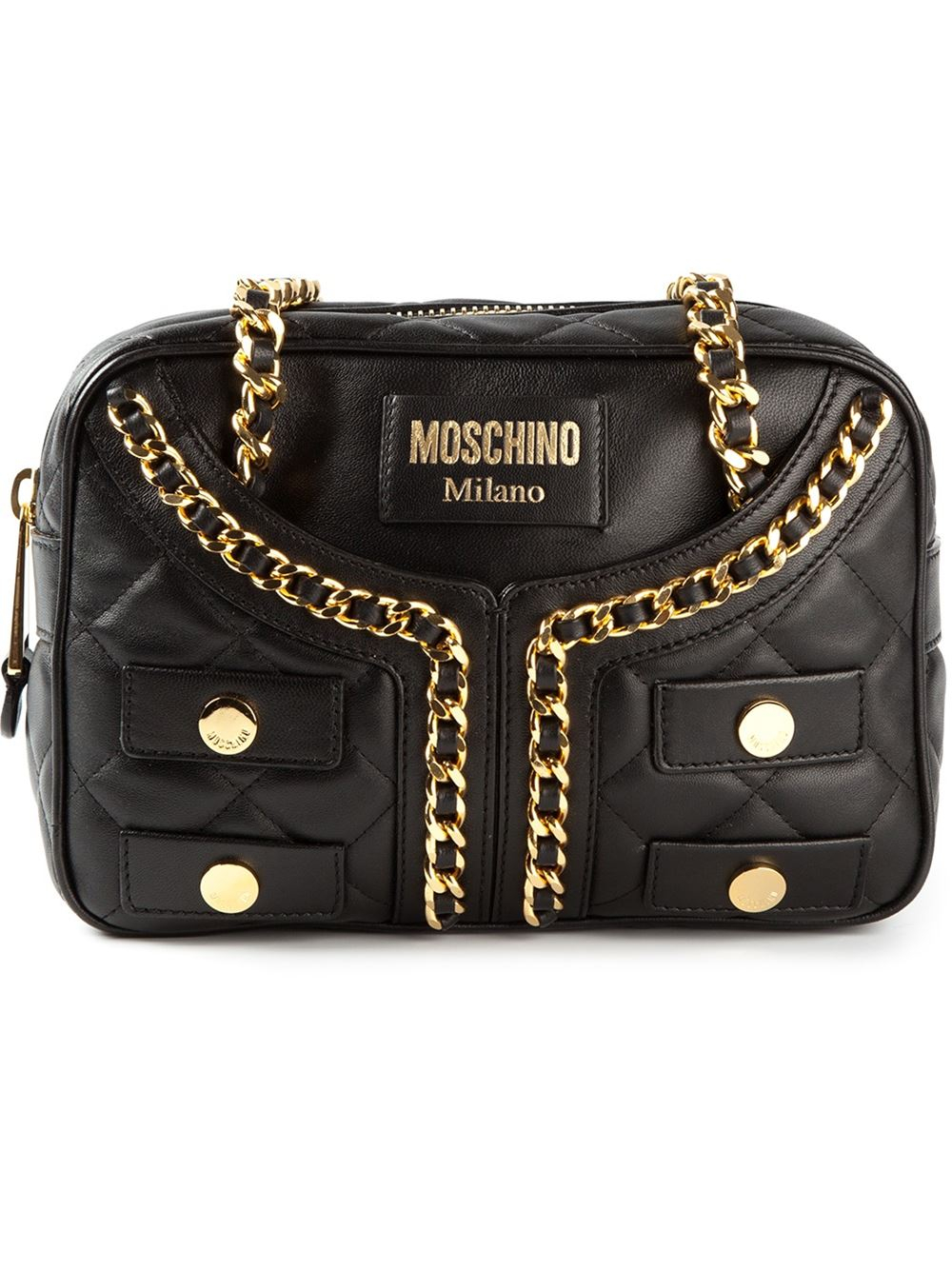 Moschino Quilted Jacket Effect Shoulder Bag in Black - Lyst