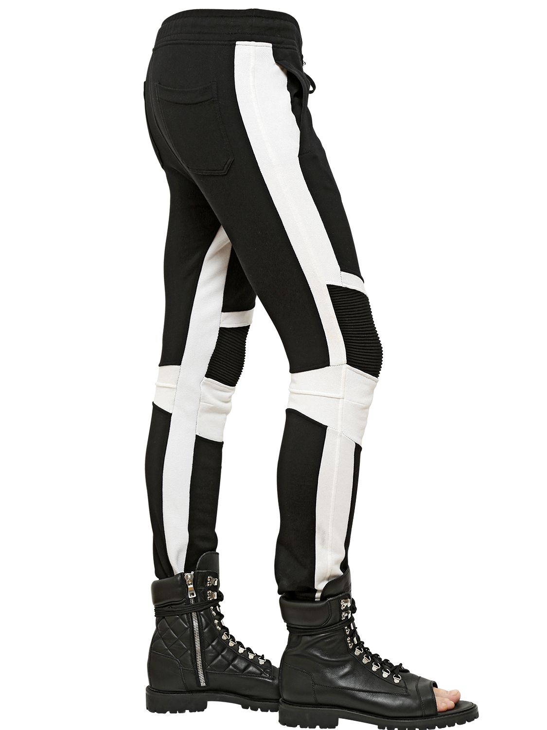 Balmain Biker Style Cotton Jogging Pants in Black/White (Black) for Men -  Lyst