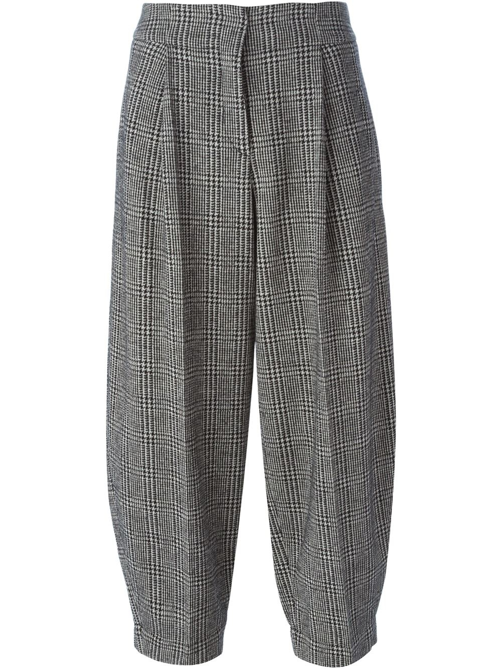 Odeeh Houndstooth Puffy Trousers in Gray (black) | Lyst