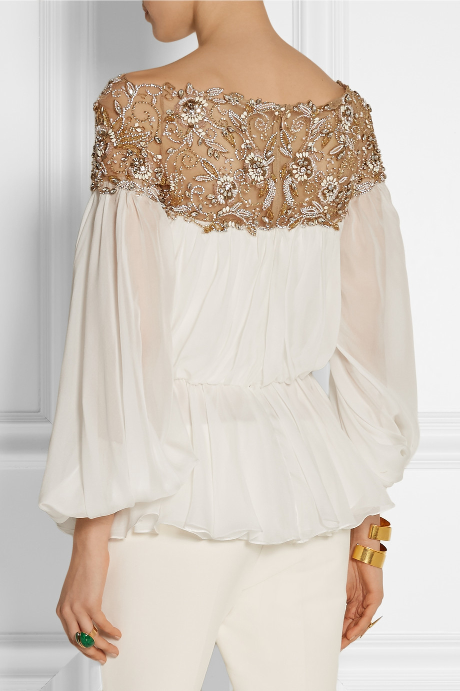 embellished chiffon top