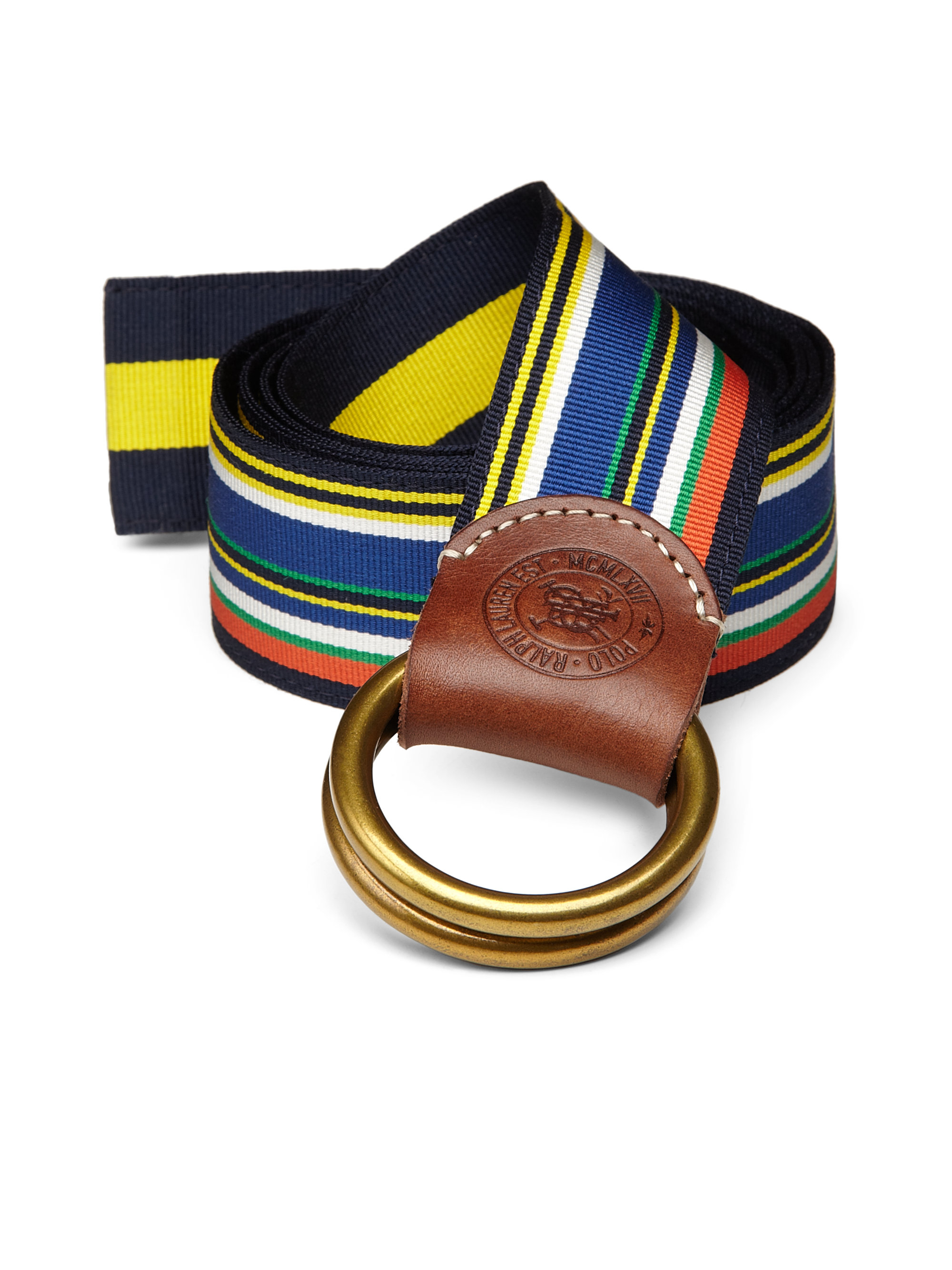 Polo Ralph Lauren Reversible Striped Ribbon Belt in Blue - Lyst