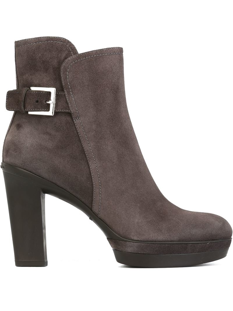 Lyst - Santoni Chunky Heel Ankle Boots in Gray