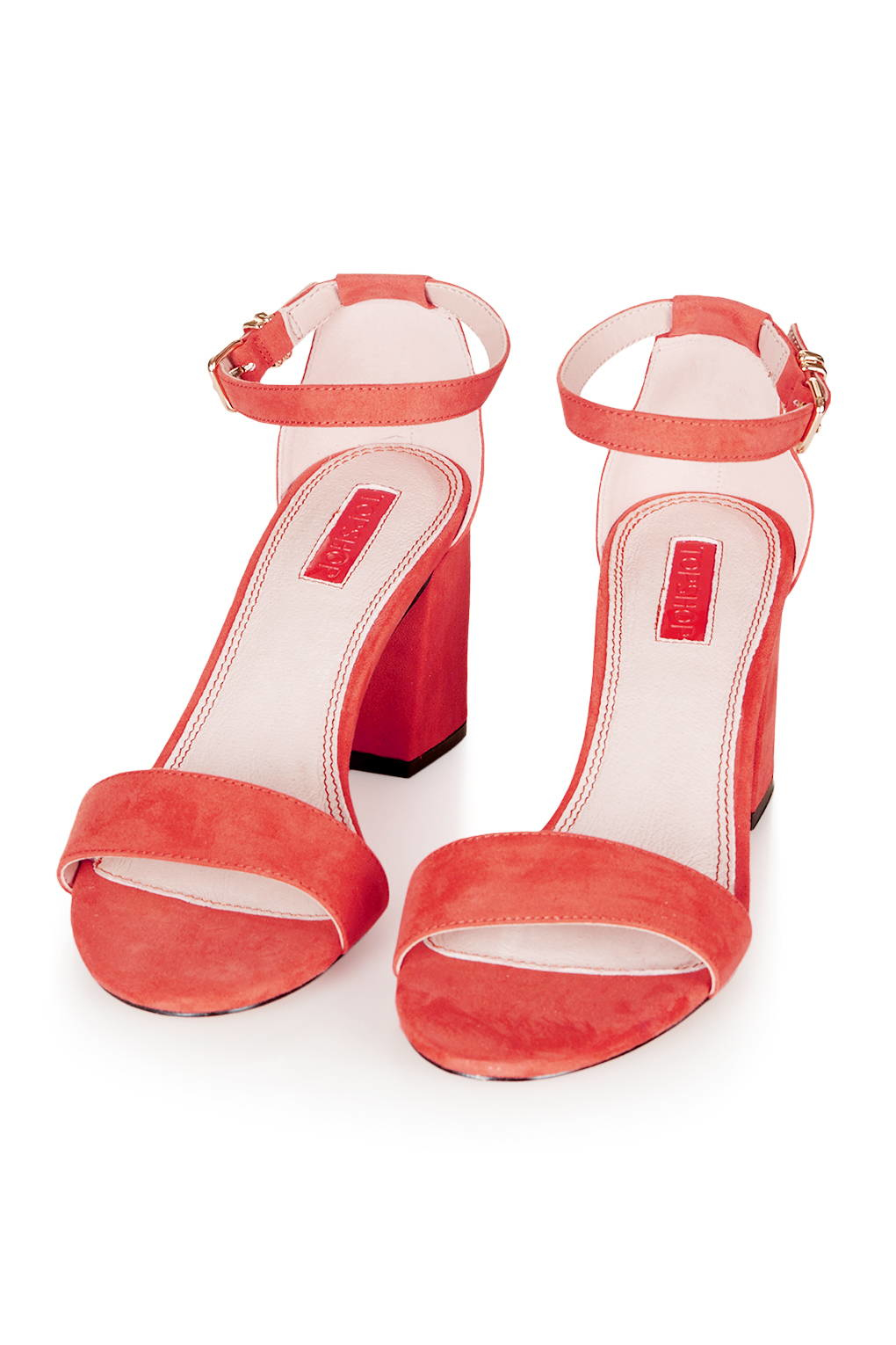 coral block heels
