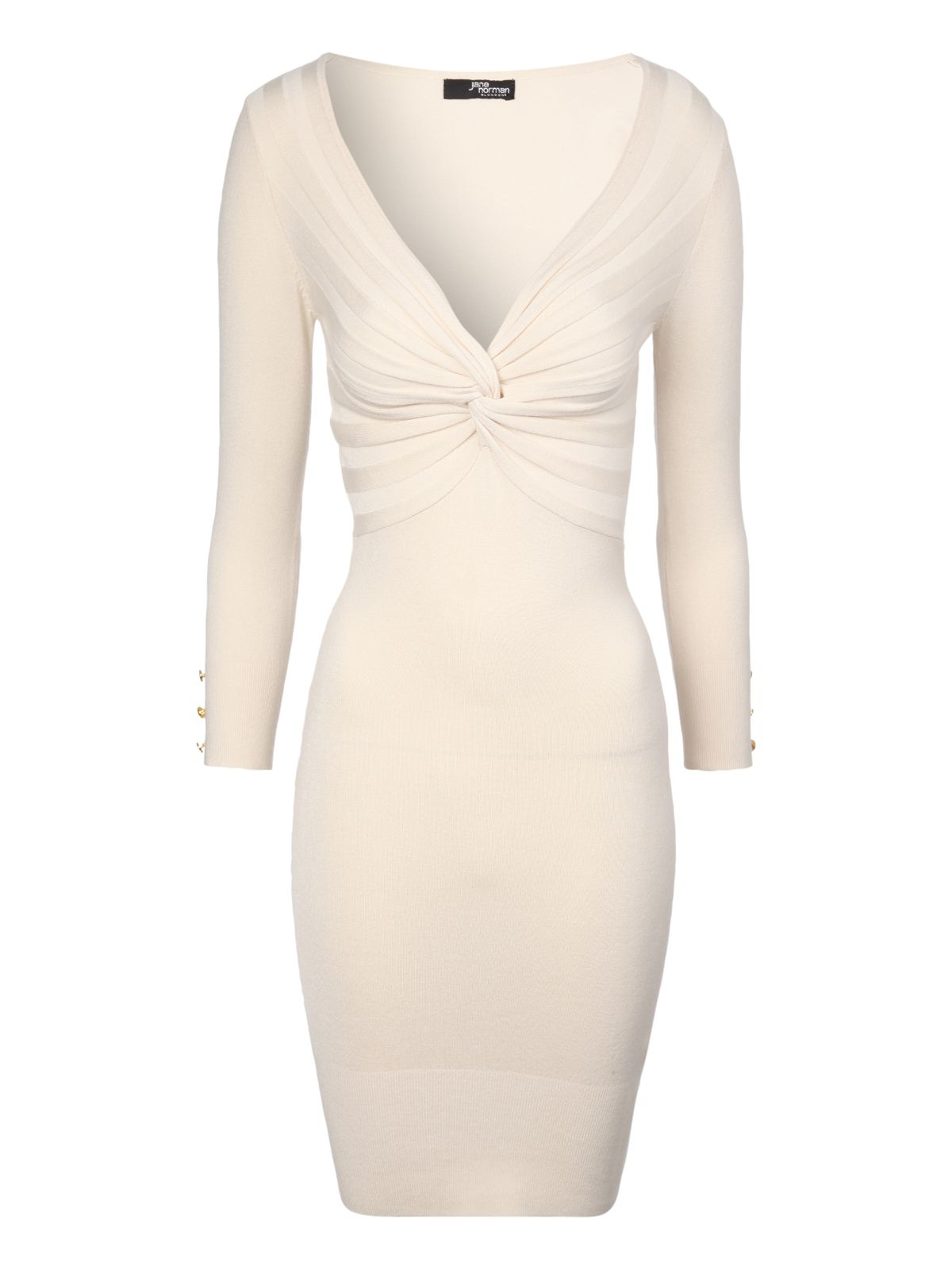 Jane norman Twist Front Jumper Dress in Natural | Lyst