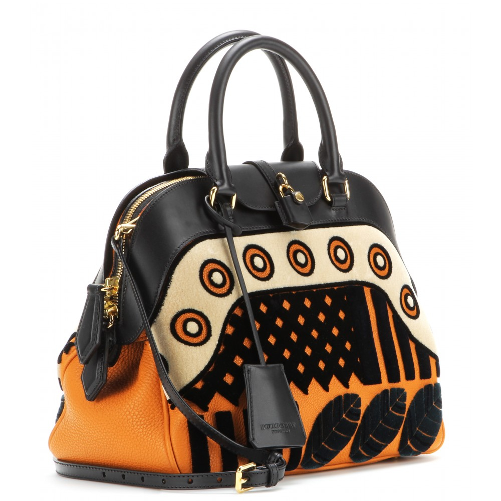 Burberry Prorsum Milverton Medium Velvet and Leather Bowling Bag in Orange  - Lyst