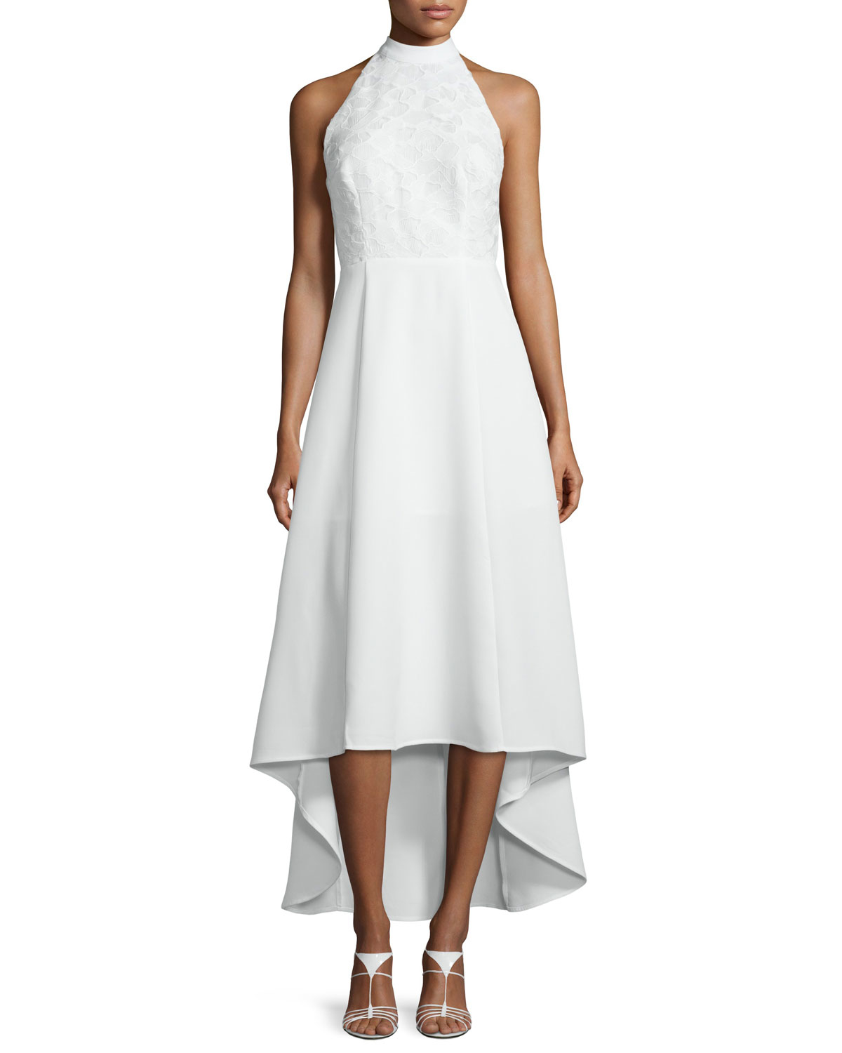 all white high low dress