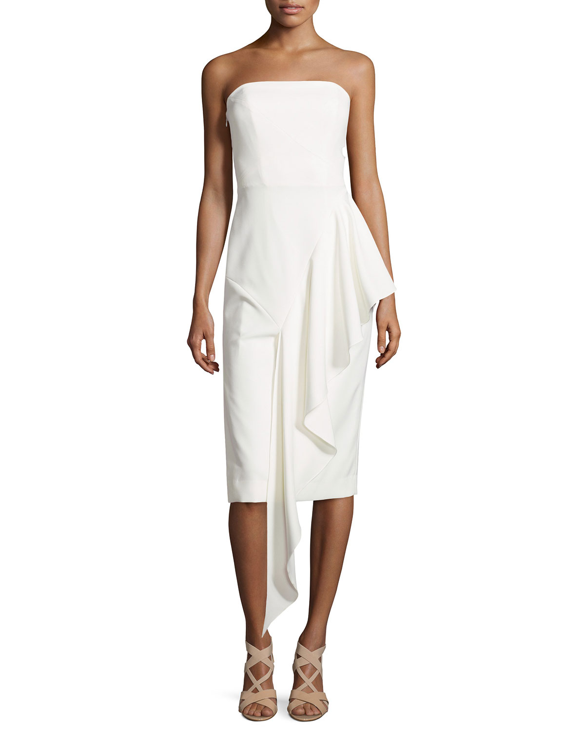milly white strapless cascading ruffle dress product 0 274037451 normal