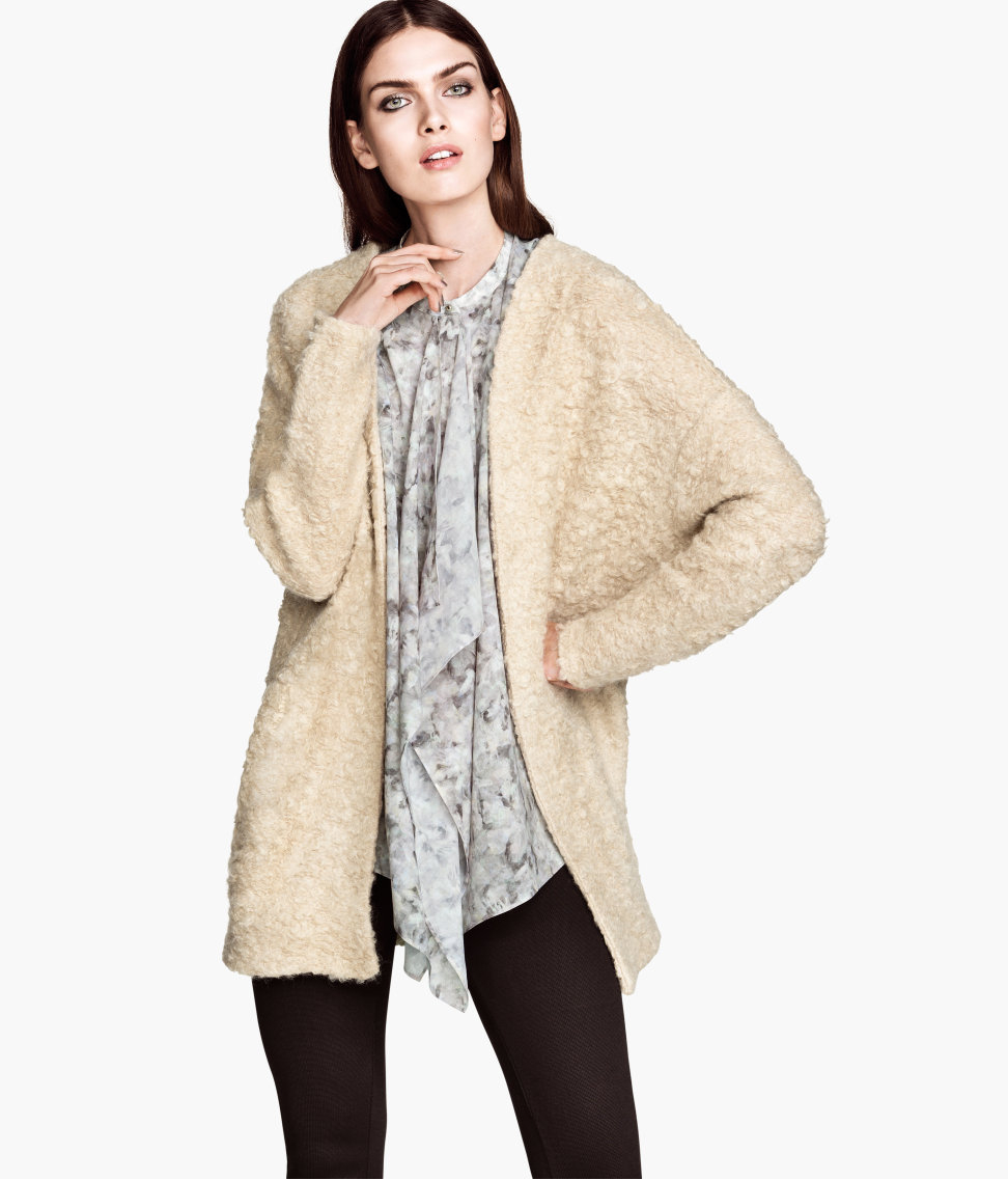 H&M Mohair Blend Cardigan in Beige (Natural) - Lyst