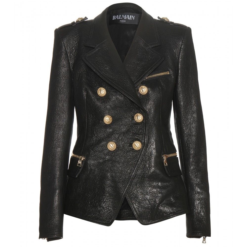 Balmain Leather Jacket in Black - Lyst