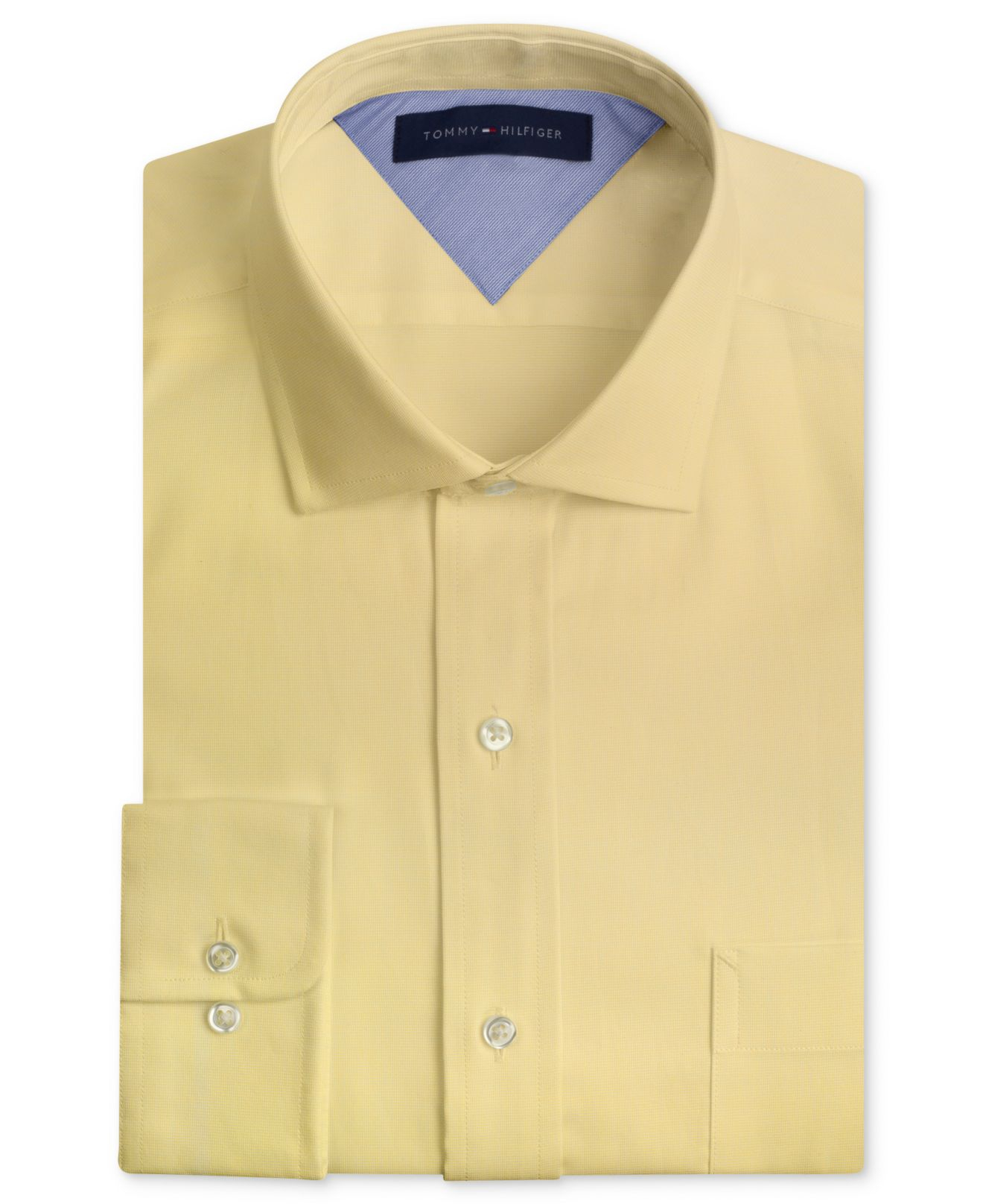 Tommy hilfiger SlimFit Textured Solid Dress Shirt in Yellow for Men Lyst