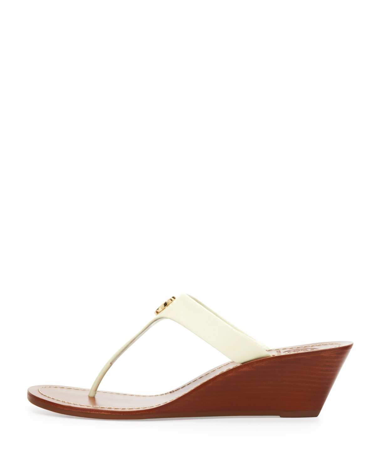 Lyst - Tory Burch Cameron Patent Thong Wedge Sandal Ivory in White