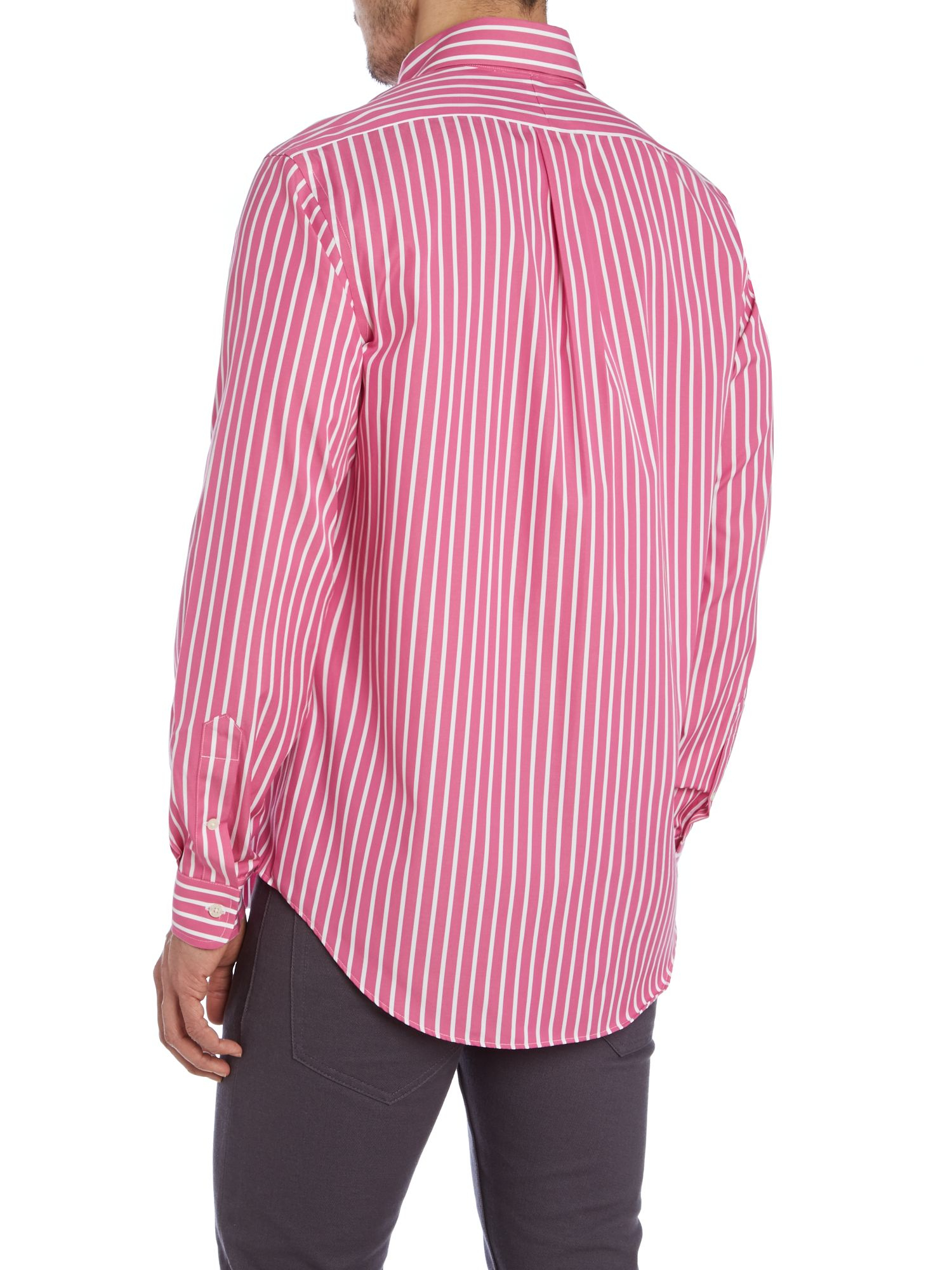 Ralph lauren golf Stripe Classic Fit Non Iron Polo Shirt in Pink for 