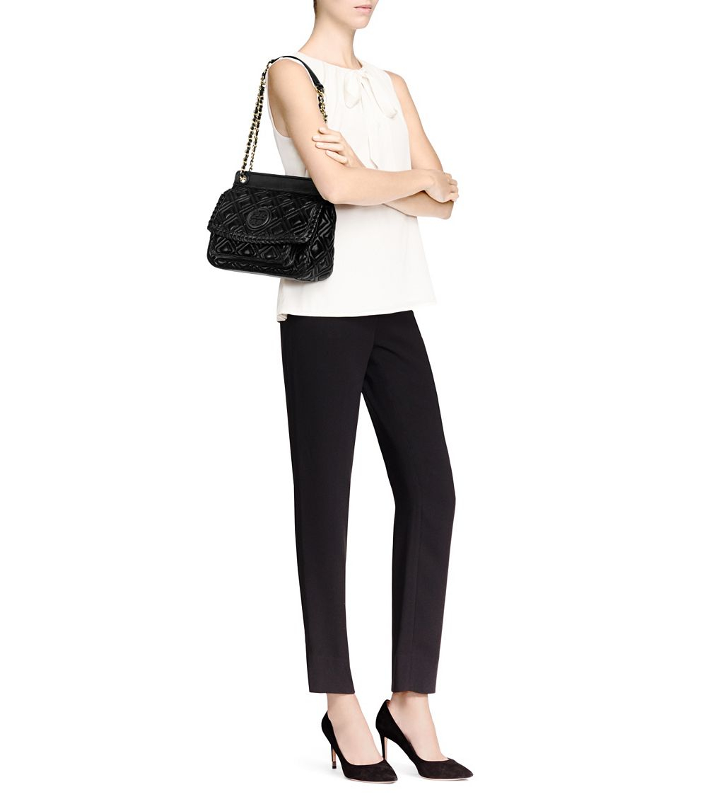 Tory Burch Marion Quilted Small Shoulder Bag in Black | Lyst