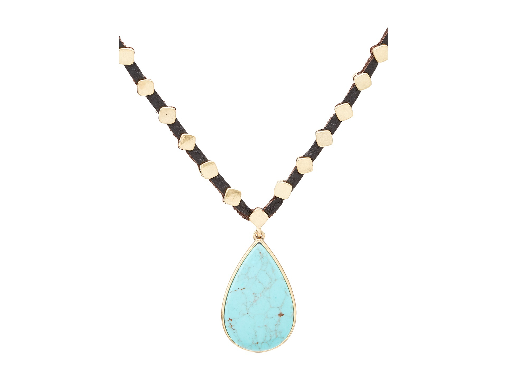 Lucky Brand Leather Pendant Necklace in Blue (Gold) Lyst