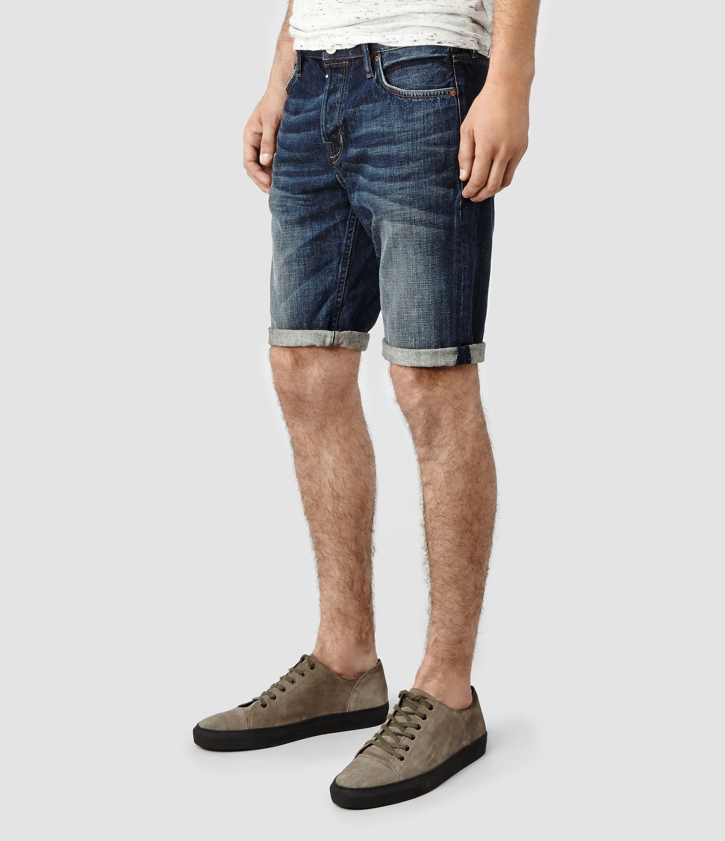 AllSaints Stamp Switch Denim Shorts in 