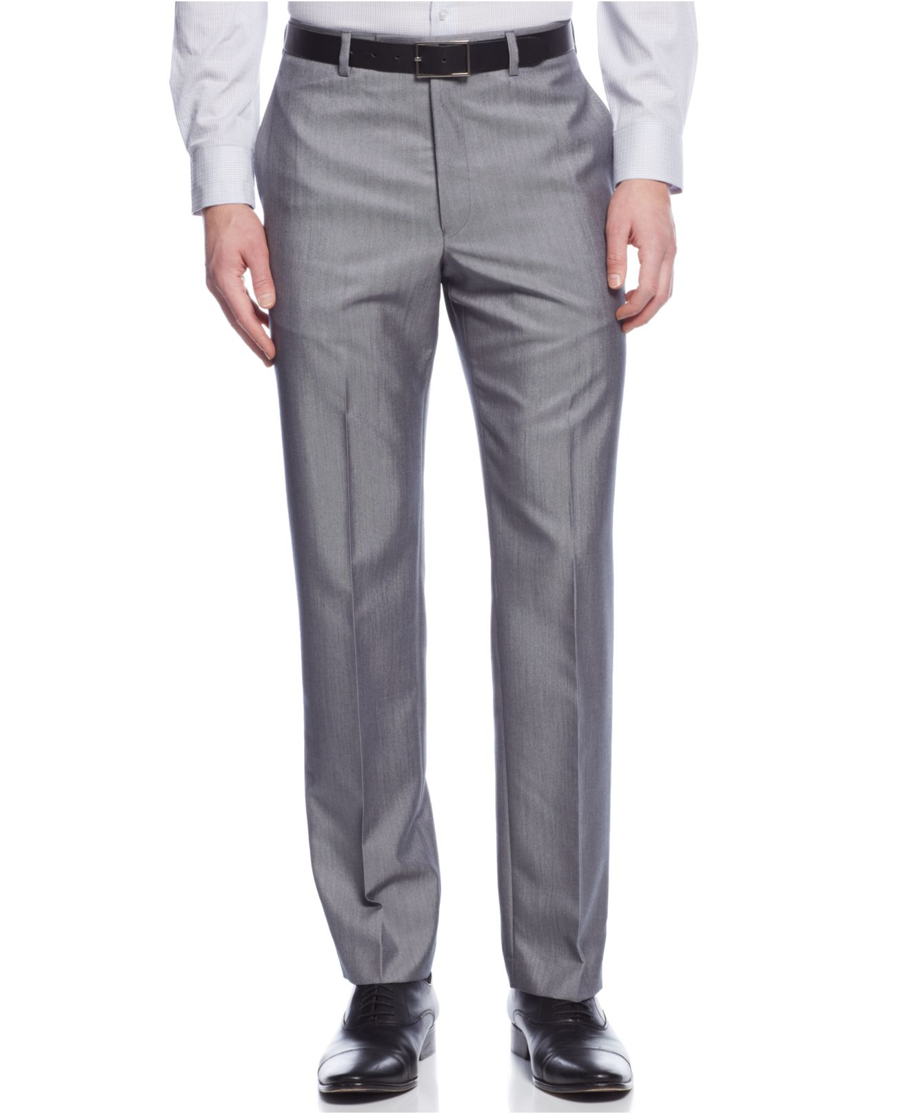 Calvin klein Slim-fit Solid Dress Pants in Gray for Men | Lyst