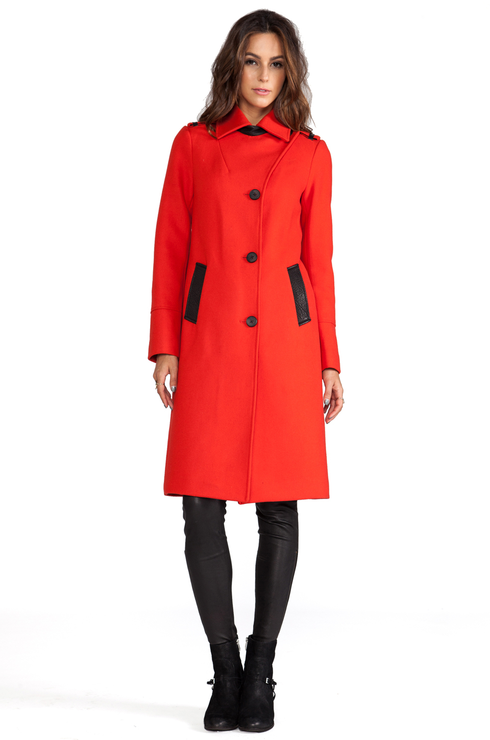 Lyst Mackage Paulina Flat Wool Coat in Burnt Orange in Orange