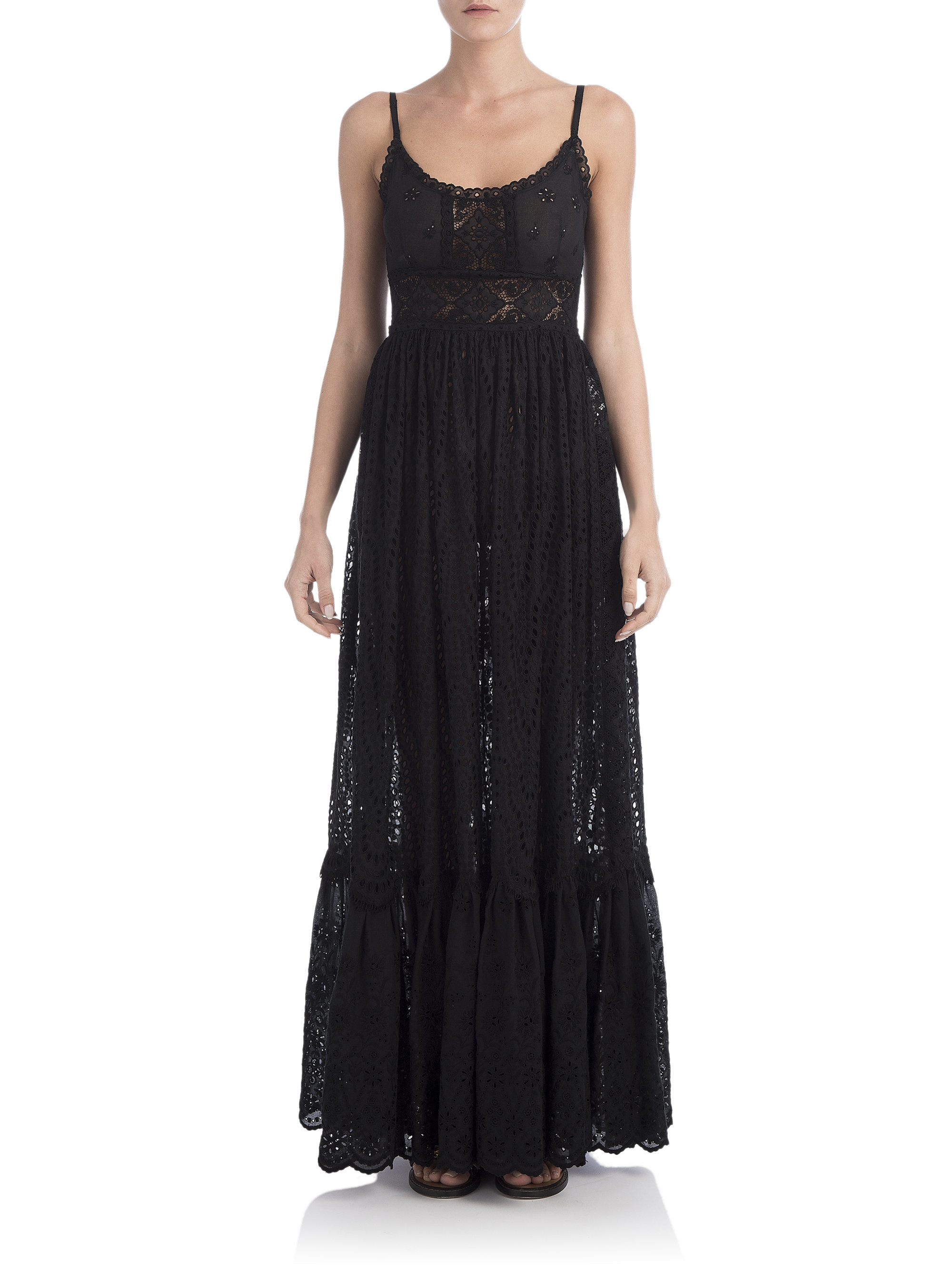 black eyelet maxi dress