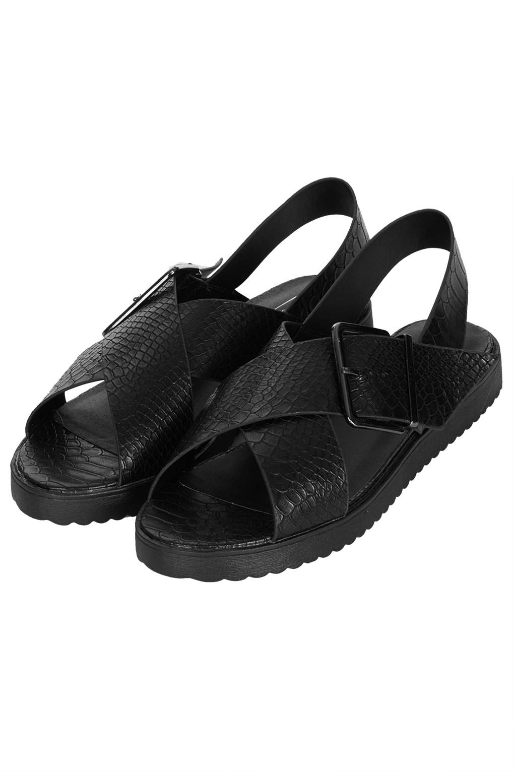 TOPSHOP Hola Cross Strap Sandals in Black - Lyst