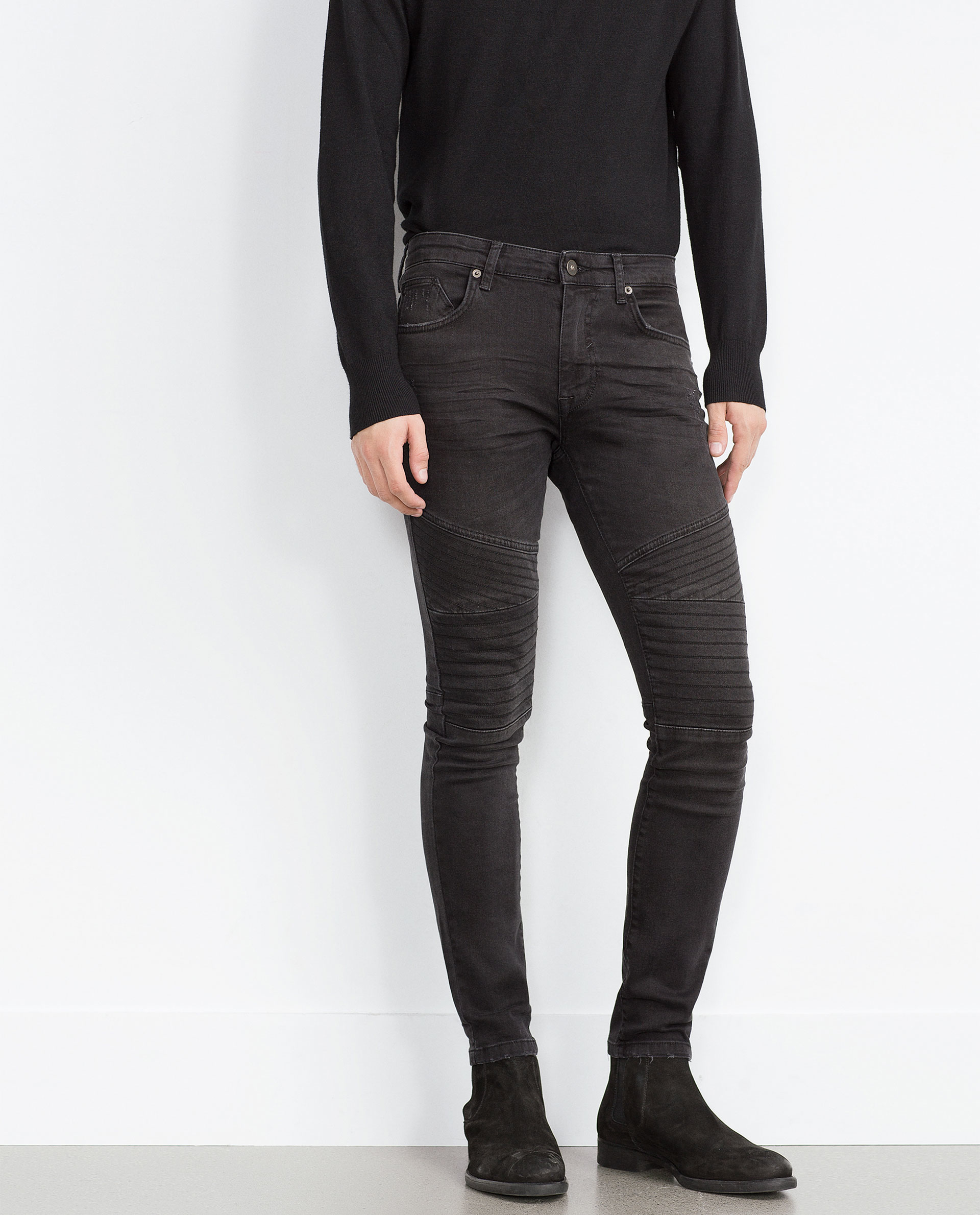 Zara Jeans With Padded Knee Patches In Black For Men Lyst