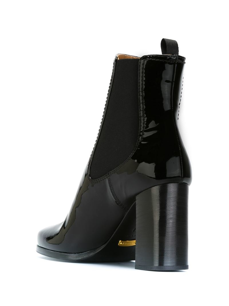 Car Shoe Leather High Chunky Heel Ankled Boots in Black Lyst Car Shoe Leather High Chunky Heel Ankled Boots in Black Lyst