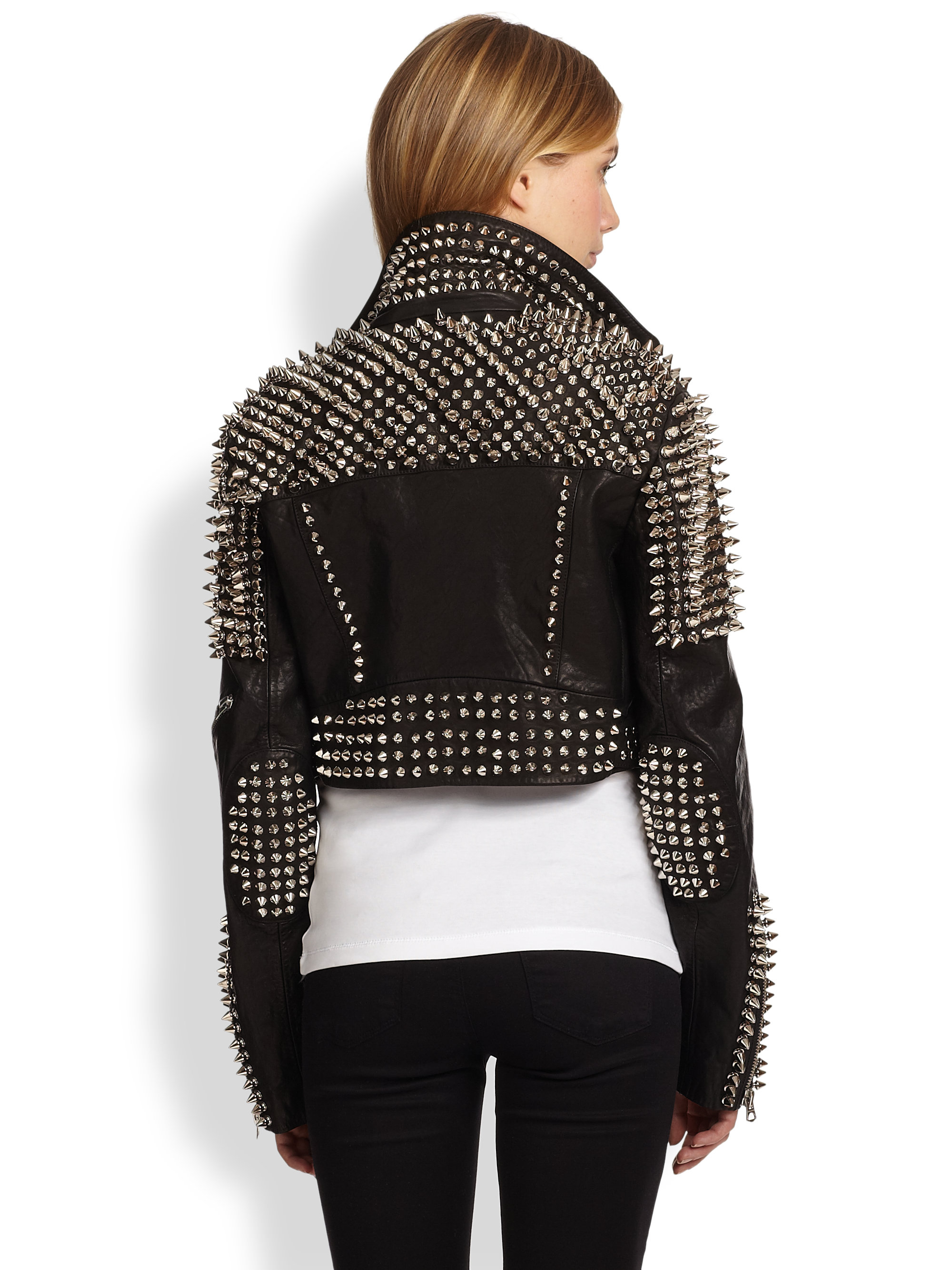 Burberry Brit Blickling Leather Studded Jacket in Black | Lyst