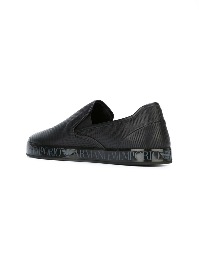 Emporio Armani Slip-on Sneakers in Black for Men | Lyst