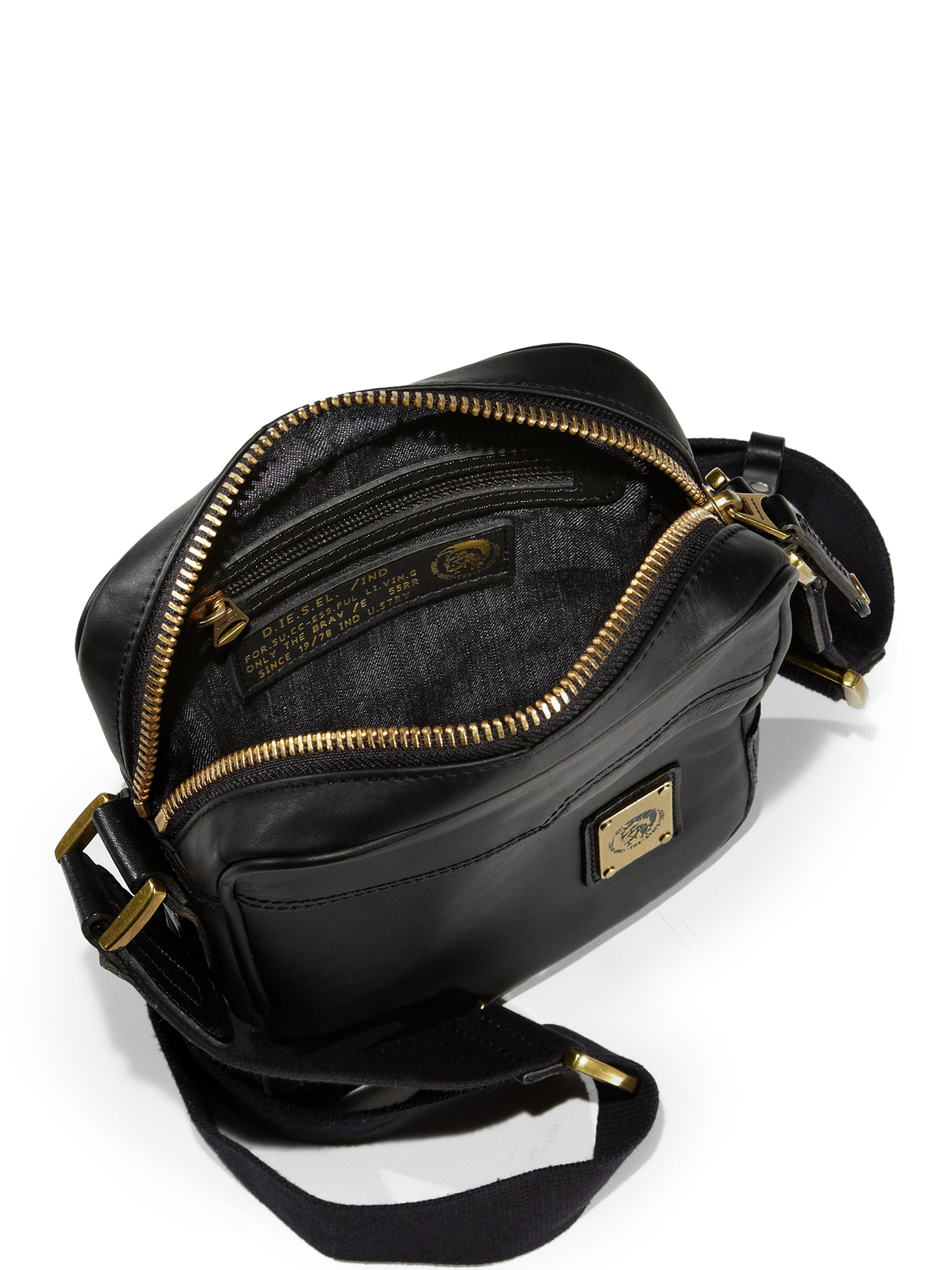 DIESEL Rub & Rock Leather Crossbody Bag in Black for Men - Lyst