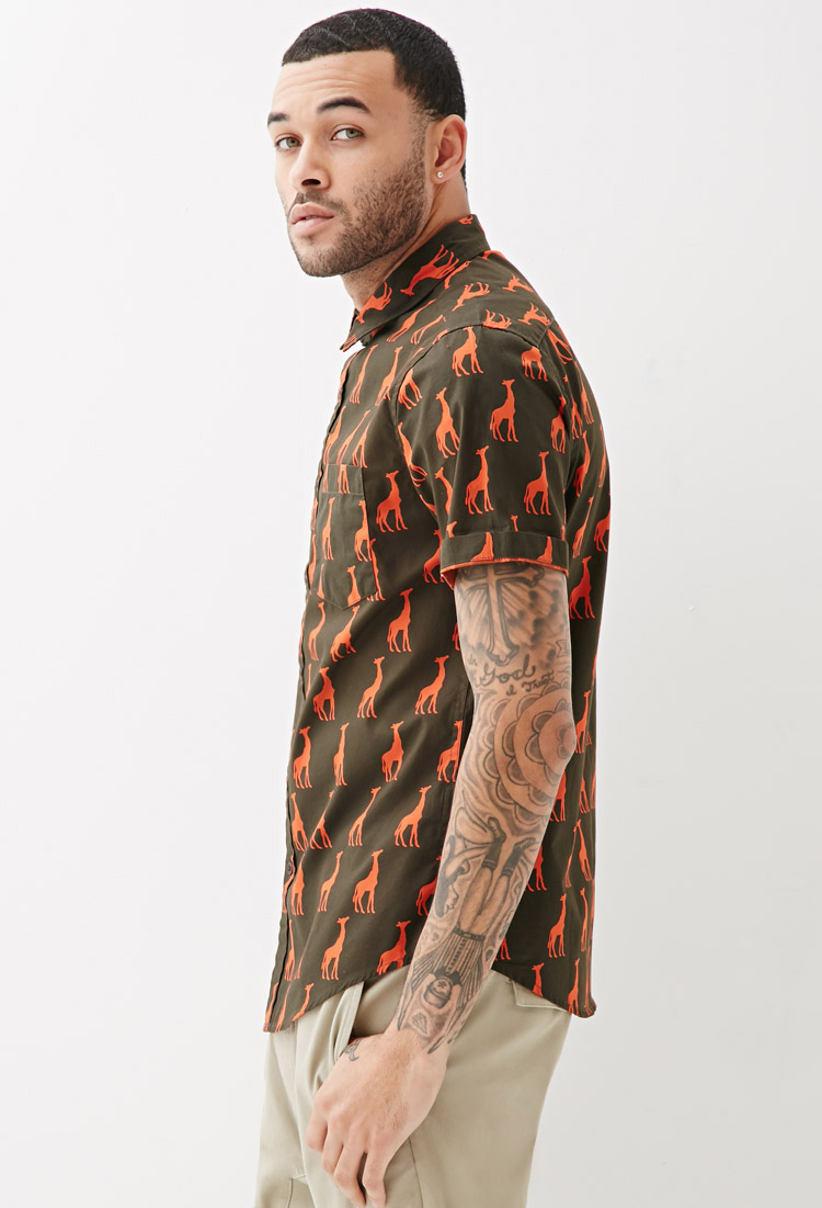 giraffe print shirt mens