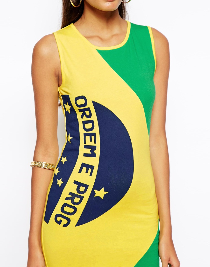 Lyst Asos Bodycon Dress with Brazil Print in Yellow