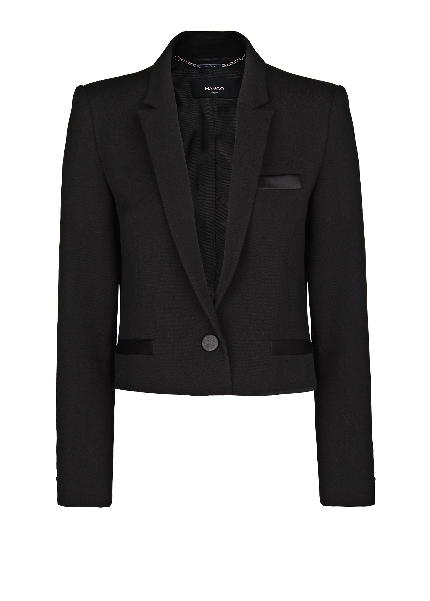 Lyst - Mango Cropped Tuxedo Blazer in Black