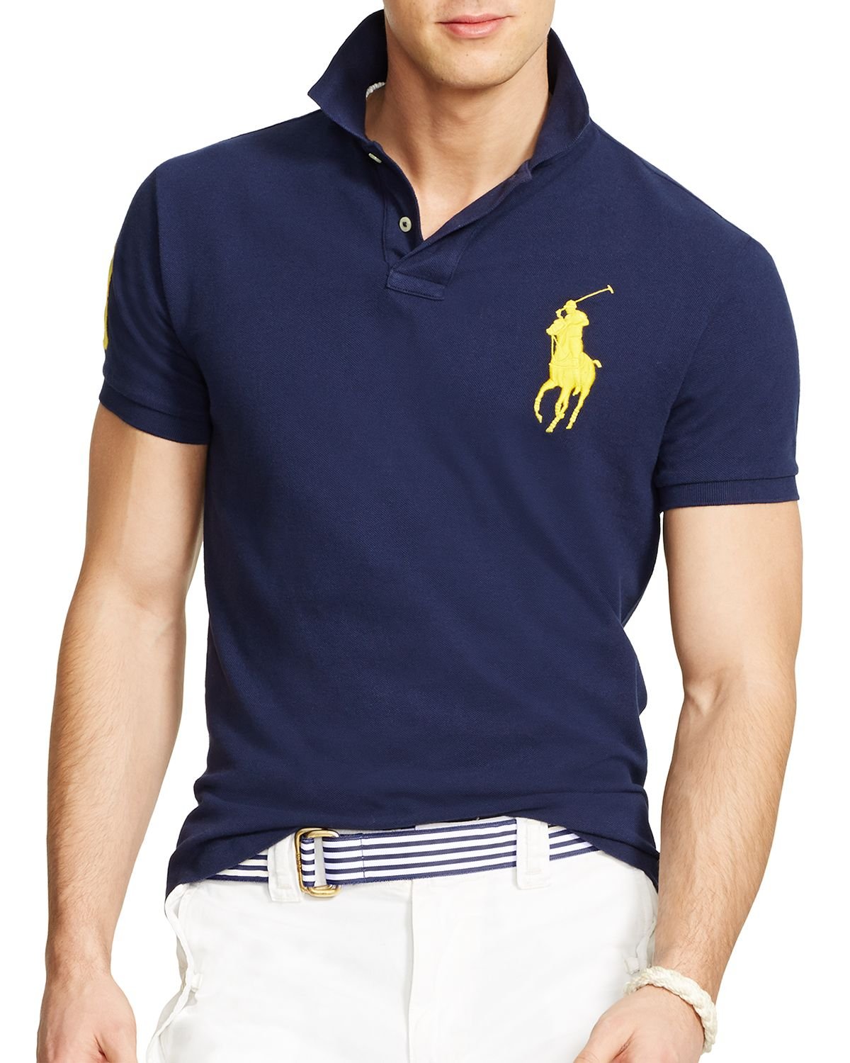 Lyst - Ralph Lauren Polo Custom Fit Big Pony Mesh Polo Shirt - Slim Fit ...