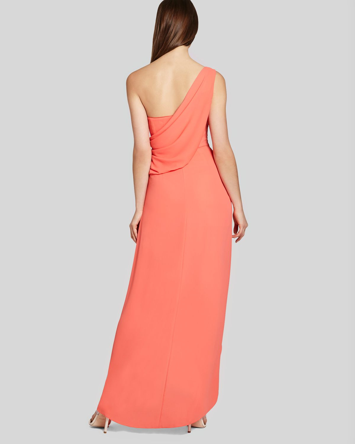 bcbgmaxazria pink bcbg max azria gown kailo one shoulder draped gowns product 1 18286666 1 898897217 normal