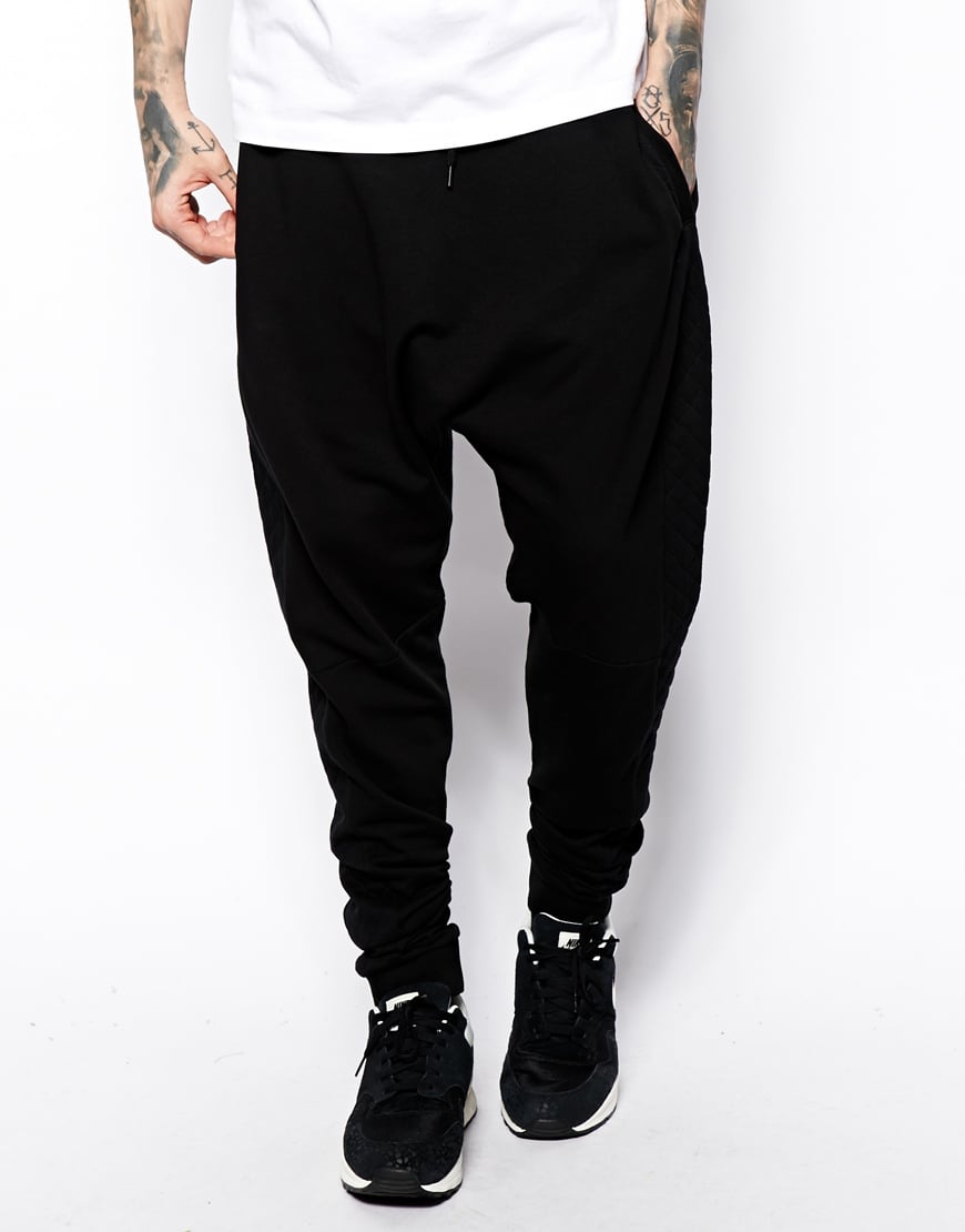 Lyst - Asos Drop Crotch Sweatpants with Quilting in Black for Men