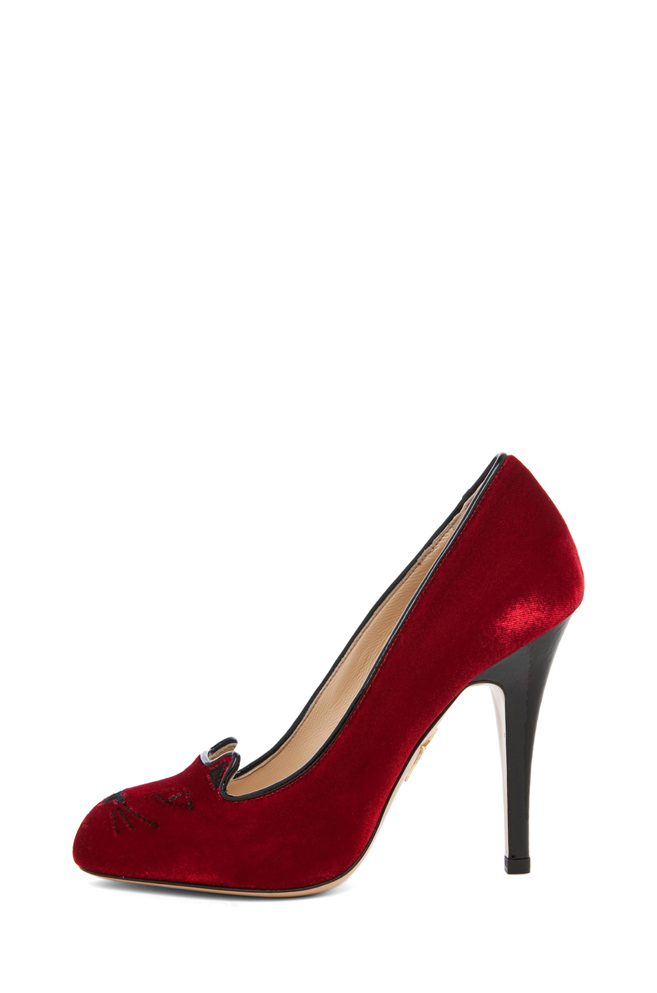 Charlotte olympia Velvet Heel in Red (red velvet) | Lyst