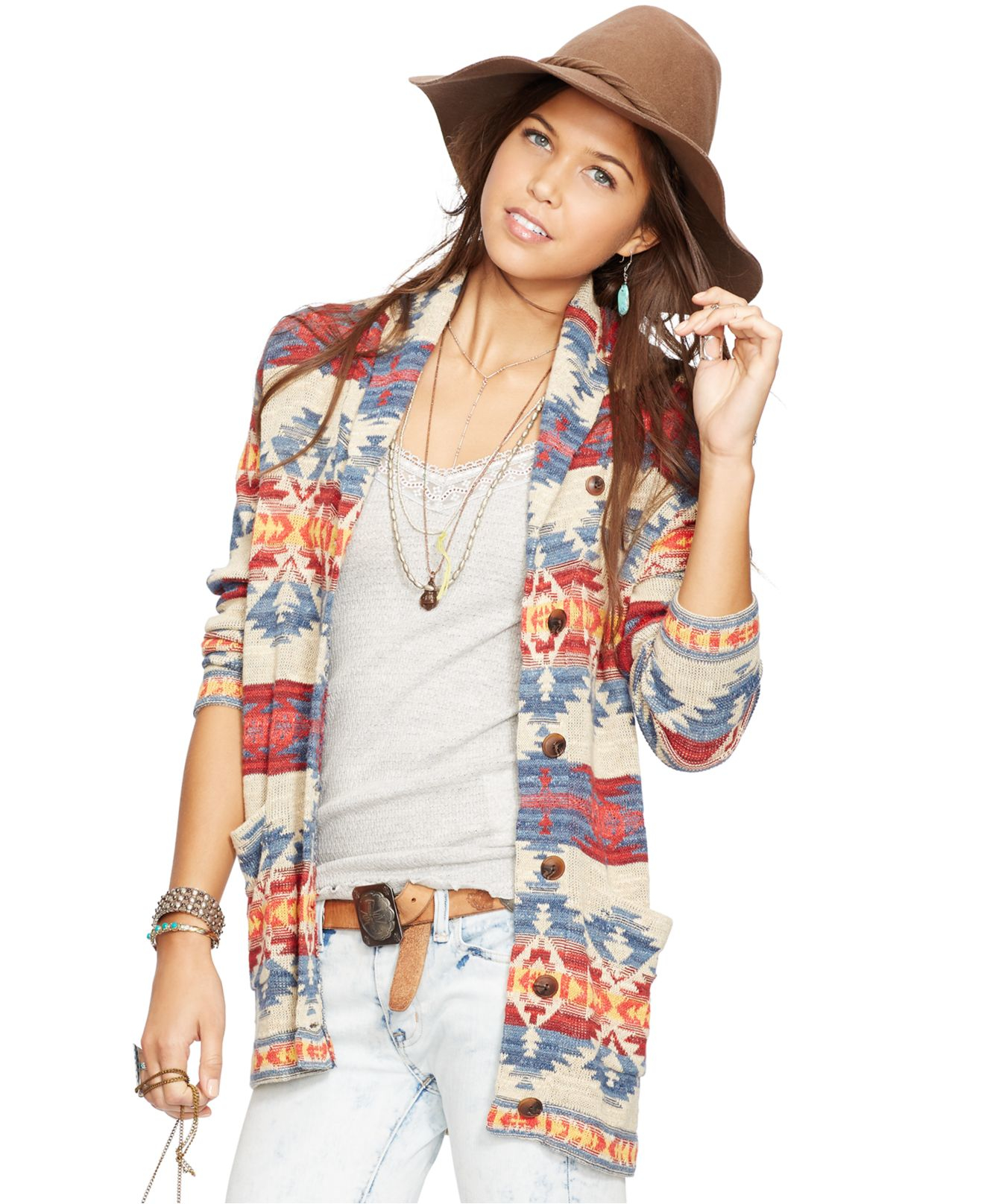 southwest print cardigan