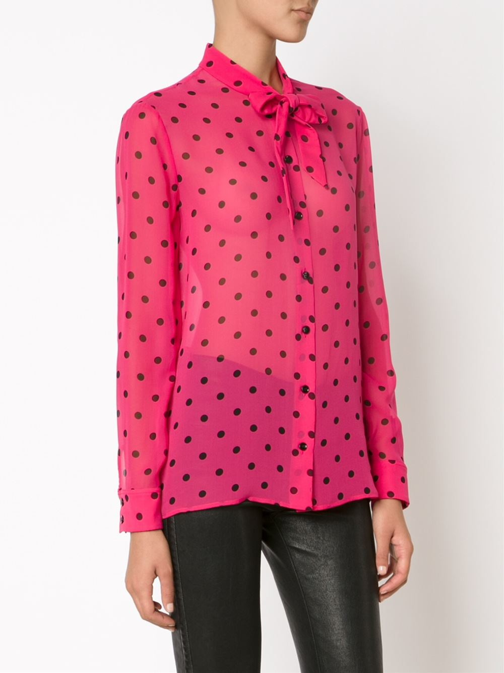 Saint Laurent Silk Polka Dot Print 