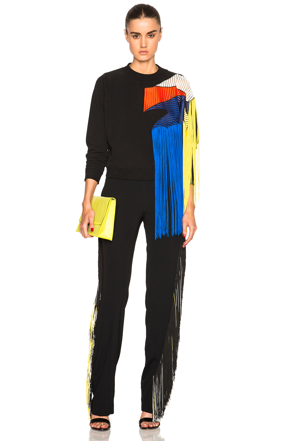 Christopher Kane Synthetic Fringe Sweater in Black | Lyst
