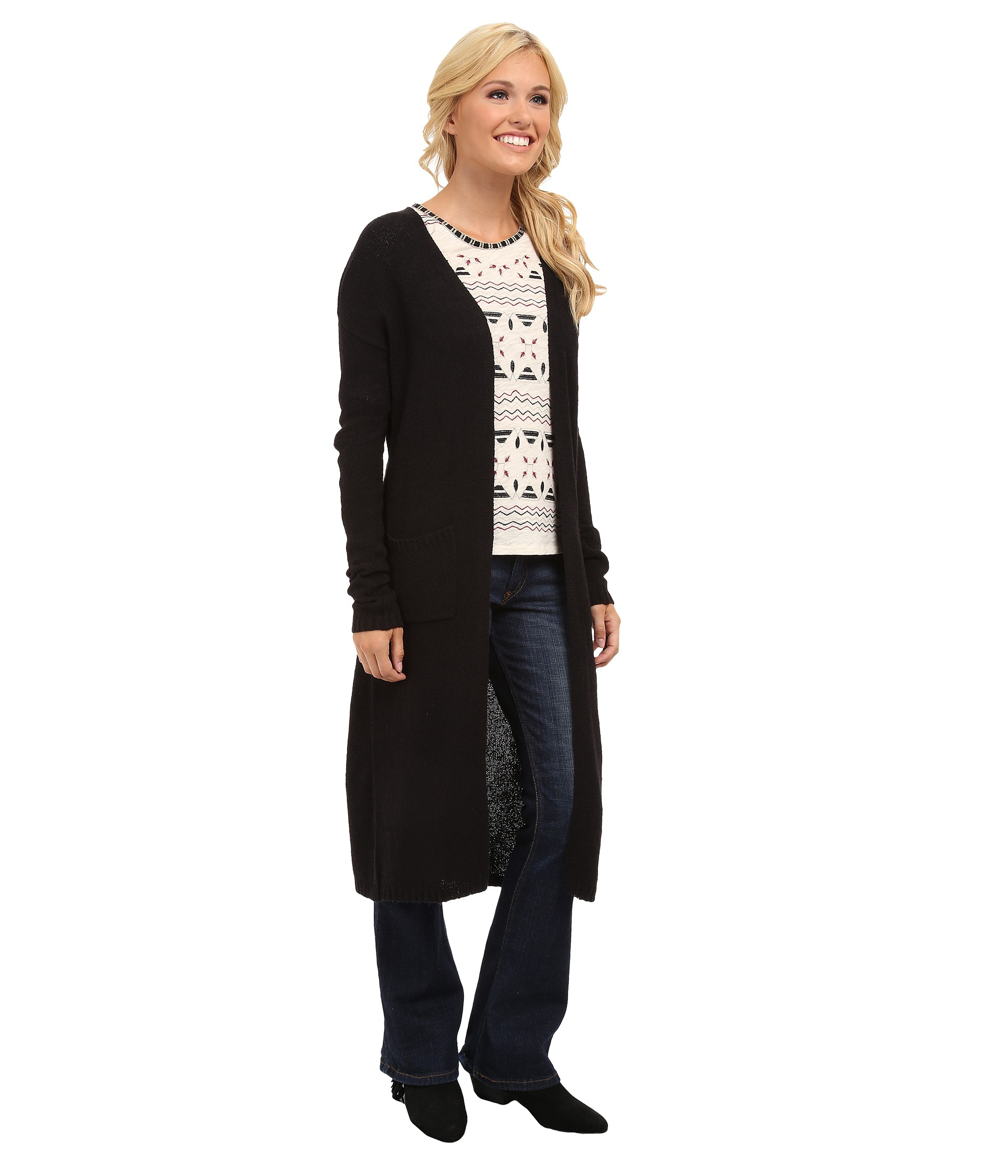 Lucky brand Stella Duster Cardigan in Black Lyst